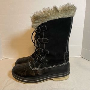 Women’s Size 9 Snow Boots Black with Faux Fur Trim by Target